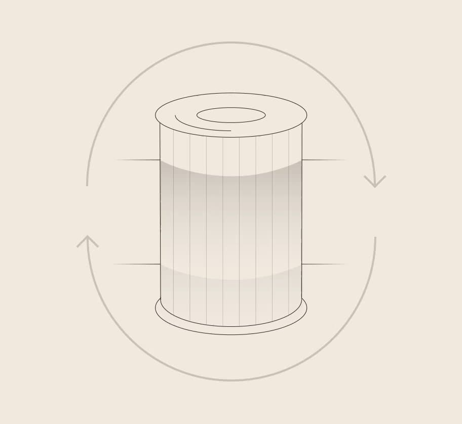 Line drawing of the replaceable filter cartridge
